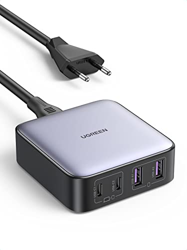 UGREEN Nexode 65W Carregador USB C 4 portas com cabo de AC 2 M, adaptador de alimentação compatível para MacBook M1 M2 M3, iPhone 16 Plus Pro Max/15/14/13/12, Galaxy S24/S23/S22/S2111. , iPad, Steam