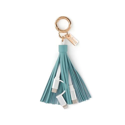 Mr.Wonderful - Porta-chaves com cabos para carregar o telemóvel para mães com pico de energia - presente dia da mãe - porta-chaves com formato de "pompom", com franjas, antracite
