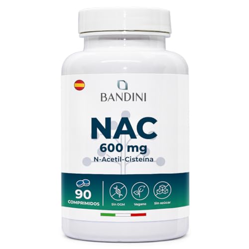 Bandini® NAC N-Acetil L-Cisteína Aumenta os níveis de glutationa | alto poder antioxidante | Aumenta as suas defesas, Não-OGM, 100% vegano, 90 comprimidos (fornecimento para 3 meses) 600 mg