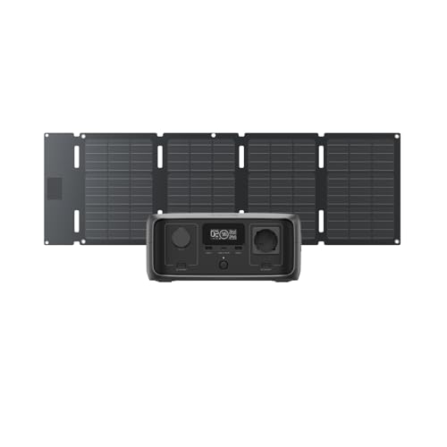 Estação de energia portátil EF EcoFlow RIVER 3 com painel solar 45 W, bateria LFP 245 Wh, saída 600 W, eficiência com GaN que duplica a duração, SAI em <10 ms, gerador solar 30% mais compacto