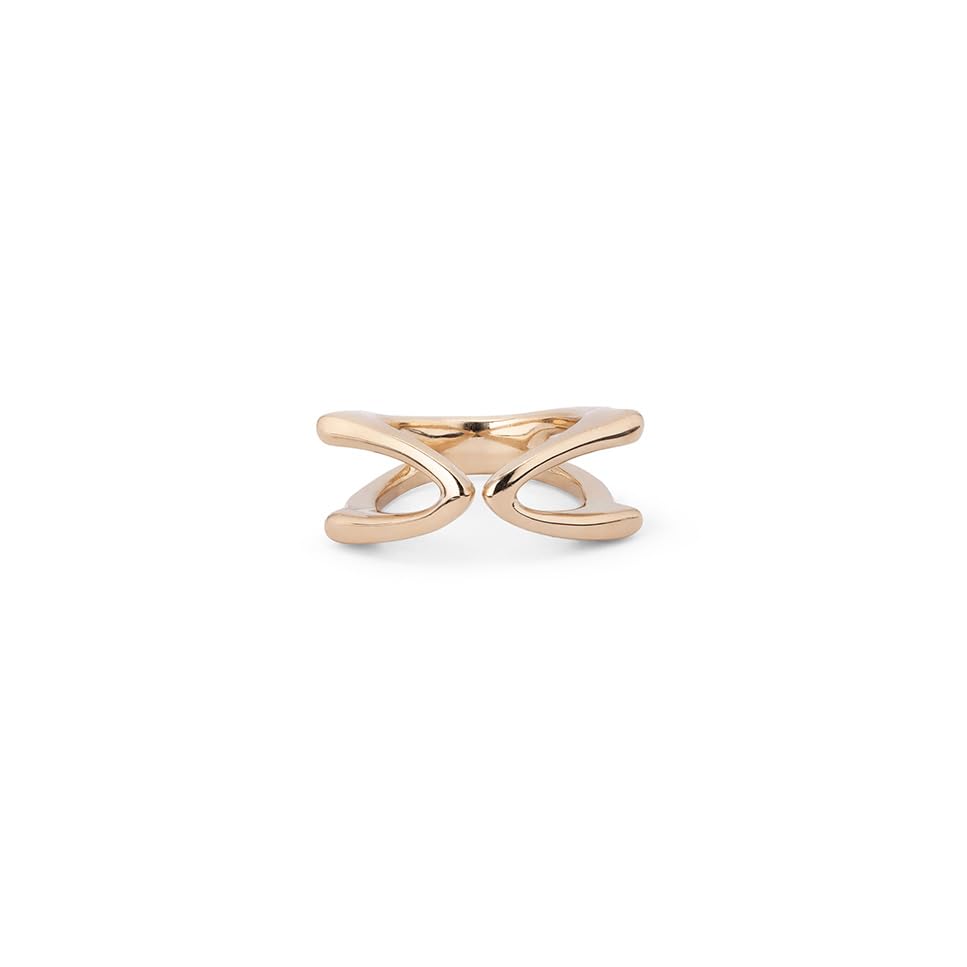 Anillo de aleación de metales bañado en oro 18K con dos "vs" enfrentadas