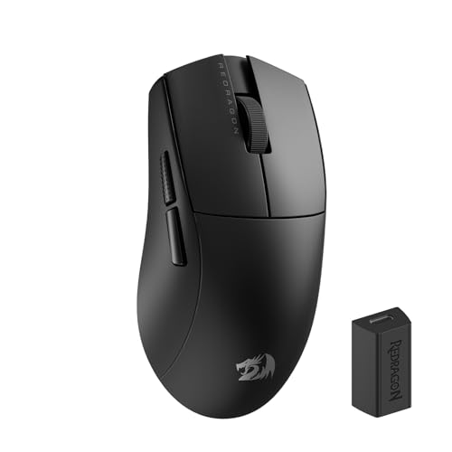 Redragon M916 PRO - Rato sem fios para jogos de 3 modos, frequência de consulta 4K hiperrápida, ultra leve 49G 26 K DPI com aderência ergonómica natural, teclas macro redefinidas, suporte