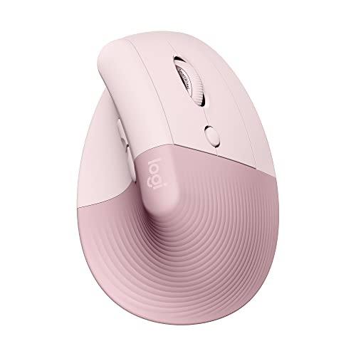 Logitech Lift rato ergonómico vertical, sem fios, Bluetooth ou recetor Logi Bolt USB, cliques silenciosos, 4 botões, compatível com Windows/macOS/iPadOS, portátil, PC - rosa