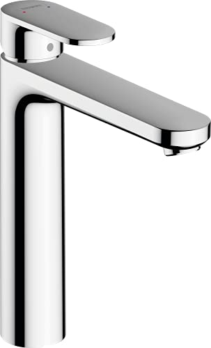 hansgrohe Vernis Blend - torneira de lavatório sem ralo, torneira monocomando lavatório 190 mm, misturador monocomando lavatório poupança de água (EcoSmart), crómio, 71582000