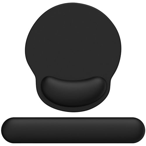 Giecy Tapete de rato e apoio para pulsos para teclado, tapete de rato ergonómico de gel e tapete de teclado para escritórios e casa (kit preto)