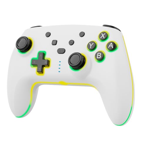 GEEKHAVE Mando de Juegos, Mando Inalámbrico Recargable Switch Lite Gamepad Joypad con Turbo Ajustable Dual-Shock Gyro Axis, Compatible con Nintendo Switch/Switch Pro - Blanco