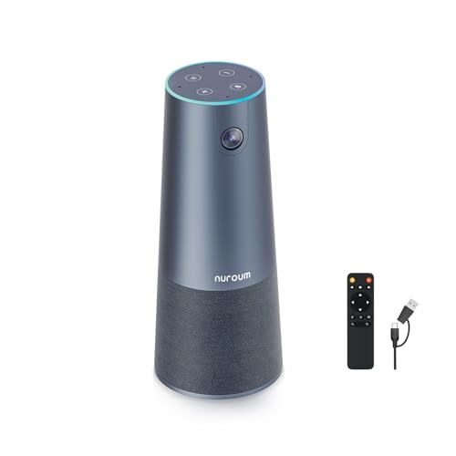 Nuroum C40 Câmara de videoconferência, com altifalante e microfone, quadro automático/zoom 5X/captura de voz de 16 pés/cancelamento de ruído, câmara Web de 120 ° ultra grande ângulo para zoom /