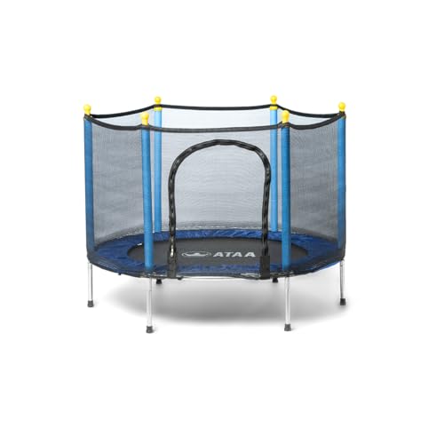 Cama elástica infantil Salty 140, azul, trampolim para meninos e meninas, diâmetro de 140 cm, com rede de segurança, fecho de correr, proteção de espuma, cama elástica para interior ou exterior