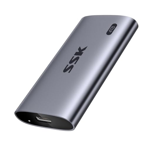 SSK SSD portátil de 4 TB, unidades externas de estado sólido até 2000 MB/s, disco rígido externo SSD NVMe USB 3.2 Gen2X2, consumo de energia ultra baixo para iPhone 15/MacBook/Pro/OTG Phone/Laptops