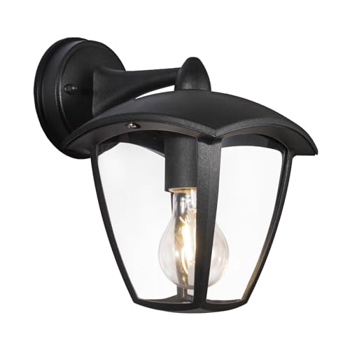 Aigostar Aplique parede exterior impermeável IP44 e casquilho grosso 27 aplique exterior com ecrã transparente. Luzes exteriores de parede perfeitas pátio, jardim, moderno B (lâmpada não incluída)