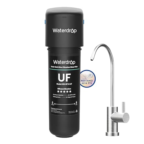 Waterdrop Sistema de filtro de água para debaixo do lavatório, 10UB-UF, 0,01 mícrons ultra filtragem baixo medidor de água potável, com torneira de aço inoxidável dedicada, 30.000 Liters