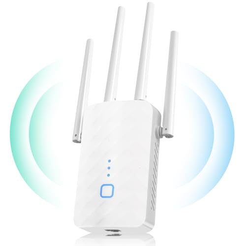 MEETOWN Repetidor WiFi, amplificador de sinal de 1200 m Wi-Fi com 4 antenas, conexão LAN, WPS, 5G e 2,4 G leitor WiFi de longo alcance, compatível com 99 % dos roteadores padrão, cobre até 30