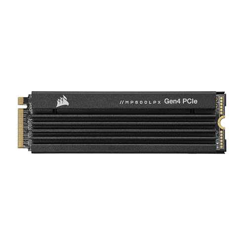 Corsair MP600 Pro LPX 2TB PCIe Gen4 x4 NVMe M.2 SSD, para PS5 (7,100 MB/s velocidade de leitura sequencial e de gravação sequencial, 6,800 MB/s, 3D TLC NAND de alta densidade) preto