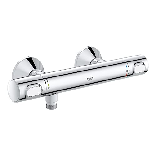 GROHE QuickFix Precision Flow, termostato de chuveiro, tecnologia Water Saving e botão de controlo ecológico, instalação com QuickSpanner incluída, cromado, 34840000