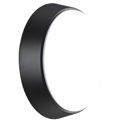 Luceco Eco candeeiro redondo LED de iluminação, iluminação, aro preto e branco, 21,5 cm