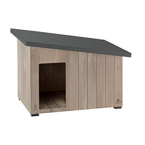 Ferplast Casa para exteriores, casa para cães Argo 80 de madeira FSC com pintura não tóxica, resistente a raios U.V.