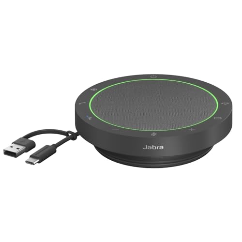 Jabra Speak2 55 Altifalante sem fios Bluetooth, 4 microfones, cancelamento de ruído, 50 mm de alto alcance, áudio de banda larga, compacto e portátil - certificado para MS Teams - cinzento escuro