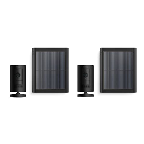 Ring Cámara exterior solar (Stick Up Cam) | Cámara de vigilancia wifi HD para tu domicilio con comunicación bidireccional, instalación fácil | 30 días gratis de Ring Home | 2 Cámaras