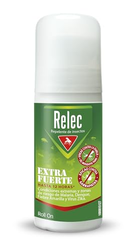 Relec Roll-on anti-mosquitos extra forte, proteção até 12 H, eficaz contra o mosquito tigre, eficiência e proteção contra as picadas de mosquitos em condições extremas e áreas tropicais
