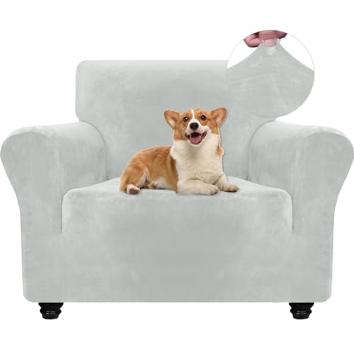 Ystyle Capa de poltrona de 1 lugar, capa de sofá de veludo, capas para sofá ajustável, proteção sofá elástica, protetor sofá gatos riscos e cães animais de estimação, capa para sofá com apoios de