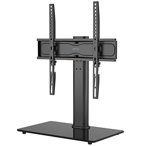 BONTEC Suporte para TV de pé para ecrãs de 26 a 55 polegadas LED/LCD/Plasma/Curva/Plana, suporte para TV com gestão de cabos, suporte para mesa TV rotativo e altura ajustável até 45 kg, máx. VESA 400