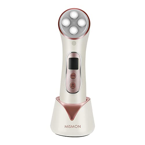 MiSMON Aparelho facial de radiofrequência, 5 em 1 massajador facial elétrico, luz LED, anti-rugas, anti-envelhecimento, rejuvenescimento, limpeza facial, cuidado facial