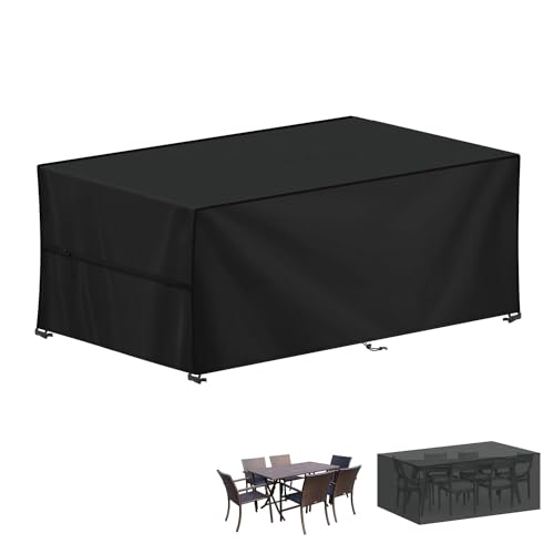 LAMUNI Capa protetora para móveis de jardim, retangular, capas para móveis de terraço, impermeável, capa de mesa exterior anti-UV, cobertura de exterior para mesas, cadeiras, sofá de jardim, 200 x 80