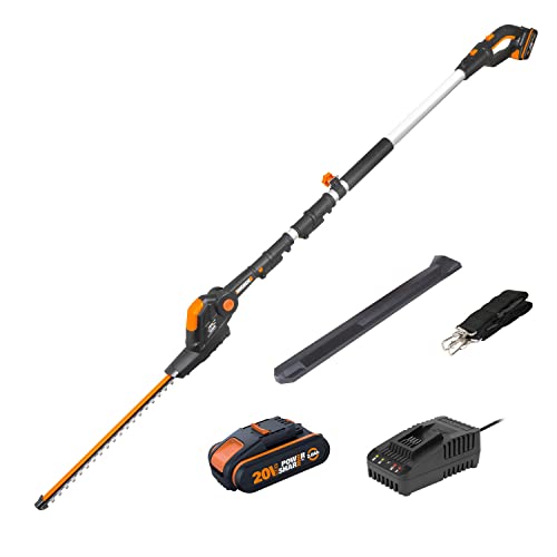 WORX Corta-sebes telescópico, 2,0 Ah, PowerShare, faca de diamante cortada a laser, 18 V (máximo de 20 V. ), WG252E Preto