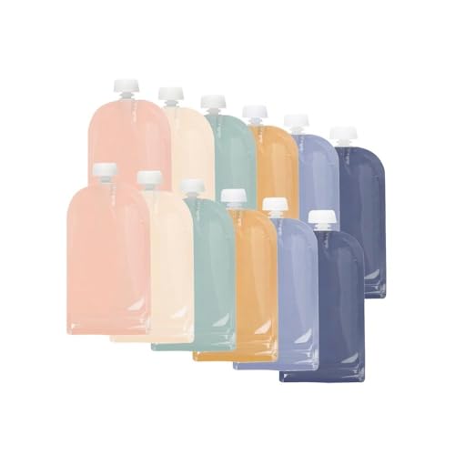 Jané Sacos reutilizáveis para comida bebé, 12 unidades, capacidade de 200 ml, fácil de preencher, abertura inferior com fecho hermético
