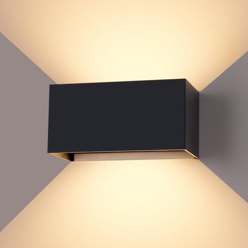 CANMEIJIA Aplique parede exterior 12 W 3000 K candeeiro de exterior preto impermeável IP65 aplique parede interior ângulo ajustável candeeiro para alpendre sala de estar quarto 1 peças
