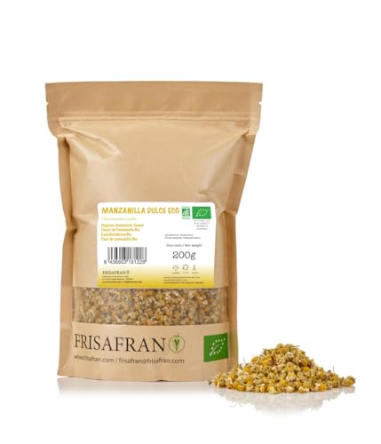 FRISAFRAN | Infusão natural de camomila 200 g | Infusão a granel | camomila em flor ecológica | Tisana Eco Digestiva e relaxante, Origem Europa, infusão de ervas