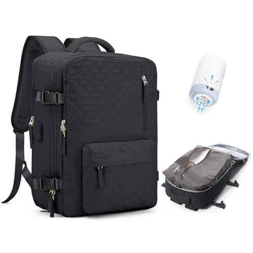 BJLFS Mochila viagem cabine avião 40 x 20 x 25 a vácuo bagagem de mão de grande capacidade com sistema de vácuo mochila de viagem portátil impermeável para homem e mulher com sistema de compressão