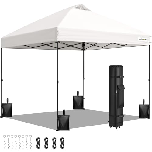 VIVOHOME 3 x 3 m tenda dobrável Pop Up Gazebo altura ajustável toldo impermeável com ventilação 4 sacos de areia portátil 8 - 10 pessoas para jardim praça