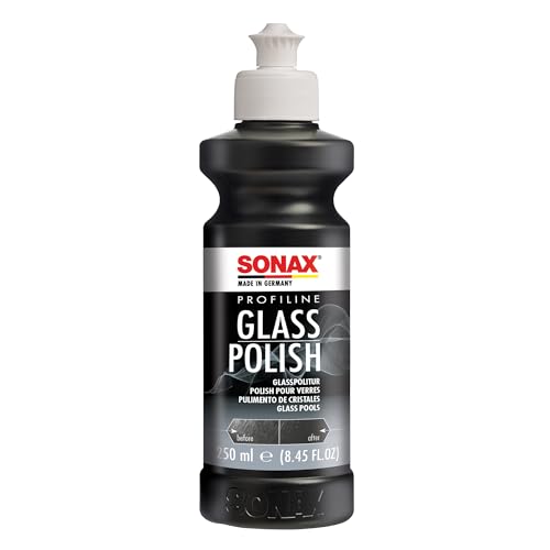SONAX PROFILINE GlassPolish (250 ml) elimina riscas leves, matizações e abrasões nos para-brisas de veículos e cristais | Nº 02731410