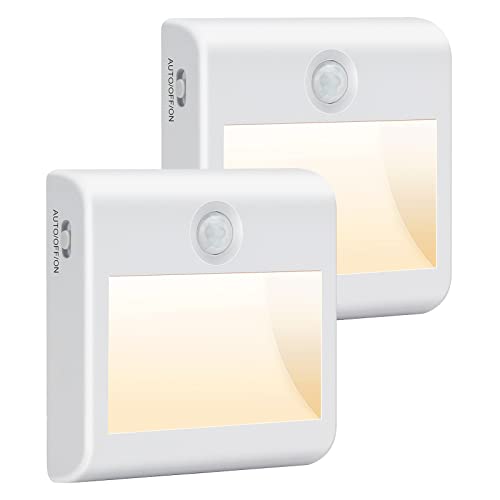 Luz noturna infantil pilha, 2 peças com sensor de movimento, AUTO/ON/OFF, íman incorporado, luz de armário para escada, corredor, cozinha, garagem, porão, 4000 K branca natural