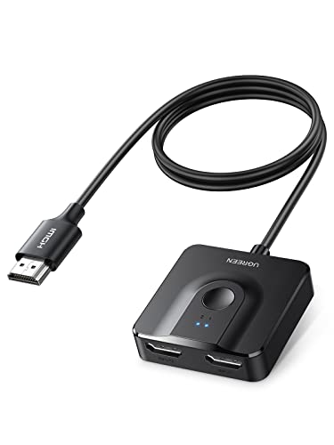 UGREEN HDMI Switch 4K 60Hz 2 entradas 1 saída com 1 m cabo bidirecional Splitter 1 em 2 out suporte HDR 3D HDCP2.2 compatível com TV PC PS5 PS4 Xbox One BLU-Ray HDTV