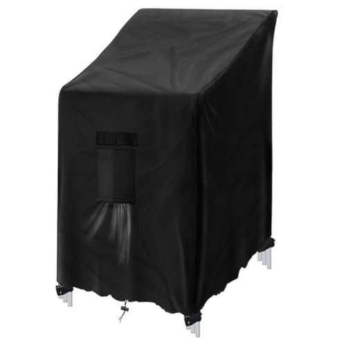 GARPROVM Capa para cadeiras de jardim, capa protetora para cadeiras empilháveis, resistente ao inverno tecido Oxford impermeável para cadeiras de jardim cadeiras de pátio (preto, 64 x 85 x 120 cm)