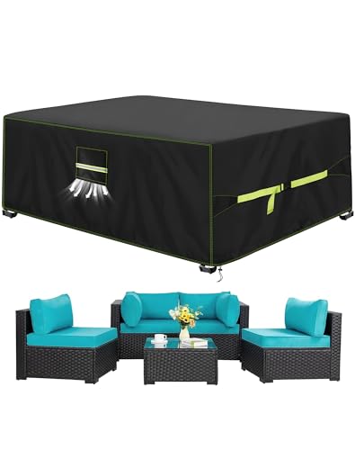 VDISRR Capa mesa exterior impermeável, 280 x 210 x 71 cm, tecido Oxford 420D, capa protetora para móveis de jardim, cobertura mesa e cadeiras exterior com saída de ar anti-UV, anti-vento, anti-pó