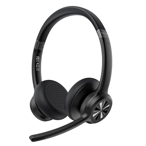 TECKNET Auriculares sem fios Bluetooth alças, capacetes cancelamento de ruído com microfone, auriculares de escritório recarregáveis para camioneiro/PC/Call Center/telemóvel