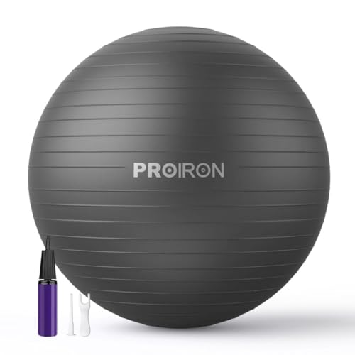 PROIRON, Bola de pilates, fitness, ioga, gravidez, desporto, futebol para exercícios, ginásio, 55/65/75 cm, anti-perfuração, inclui insuflador
