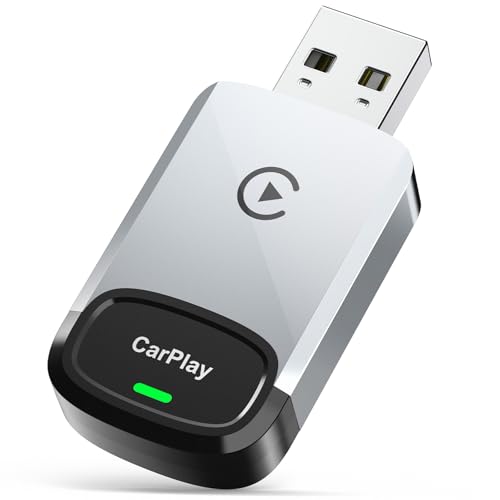 Adaptador CarPlay sem fios de liga de alumínio, para converter CarPlay com cabo em sem fios, conexão rápida de 5s, 0,1 s de baixa latência, compatível com carros de 2016 e iOS 10