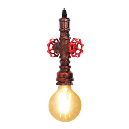 KAWELL Industrial vintage candeeiro suspenso luz de tubo de água candeeiro de teto retro luz pendente E28 base ferro para café loft bar restaurante estúdio cozinha quarto