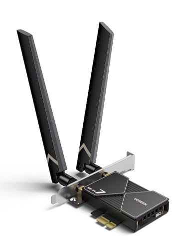 UGREEN Antena WiFi 7 adaptador Bluetooth 5.4 cartão WiFi PC triband 2,4 GHz 5 GHz 6 GHz recetor WiFi BE6500 Mbps, antena WiFi externa ajustável, sinal potente, adaptadores de rede USB compatível com