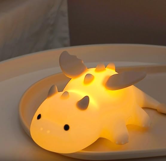Luz de presença infantil, candeeiro Wyvern bonito - silicone suave luz bebé de noite com absorção magnética, 3 configurações reguláveis, 7 cores variáveis, candeeiro bebé noite presente para crianças