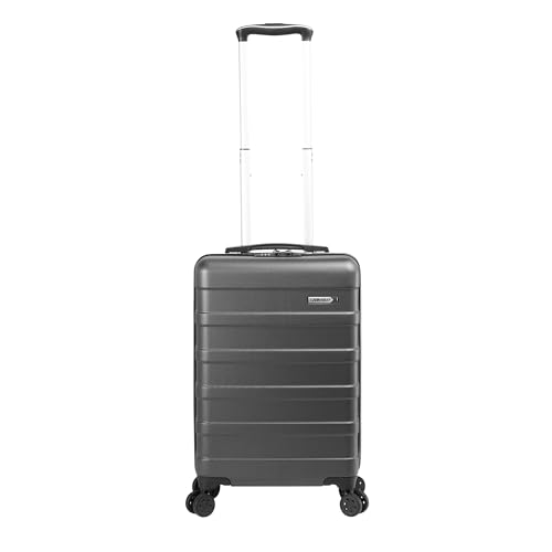 Cabin Max Anode mala de cabine 55 x 35 x 25 Trolley leve de concha dura, fechadura integrada, Air France, KLM, ITA, Transavia -44 L, cinzento