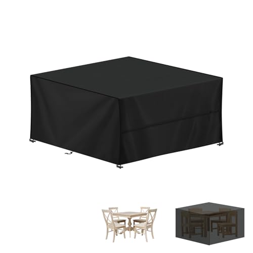 LAMUNI Capa protetora para móveis de jardim quadrado impermeável anti-UV, cobertura exterior para mesas, cadeiras, sofá de terraço, 160 x 160 x 74 cm