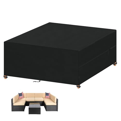 VANSHEIM Capa para móveis de jardim impermeável capa mesa jardim 420D Oxford tecido anti-UV capa para móveis de jardim exterior cobertura mesa e cadeiras jardim 250 x 200 x 80 cm