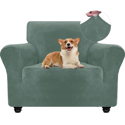 Ystyle Capa de poltrona de 1 lugar, capa de sofá de veludo, capas para sofá ajustável, proteção sofá elástica, protetor sofá gatos riscos e cães animais de estimação, capa para sofá com apoios de