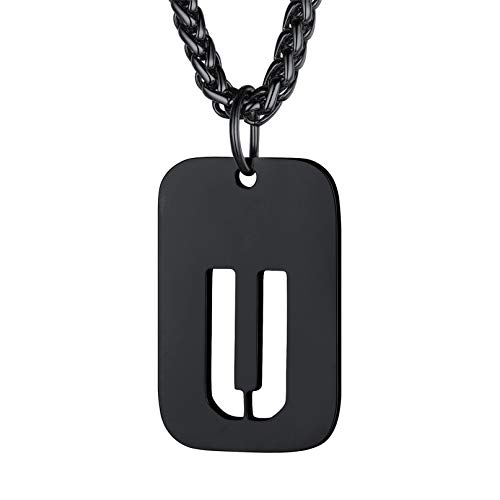 Bandmax Chapas militares letras iniciais de nome A-Z pendente Dog Tag com corrente espinho 55 cm 5 cm comprimento aço inoxidável três cores