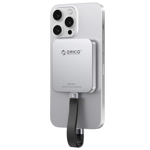 ORICO 2TB Magnético SSD externo até 2000 MB/s, 4K ProRes HDR gravação, SSD portátil compatível apenas com iPhone 15/16 Séries, smartphones, computadores com porta tipo C K20Mini